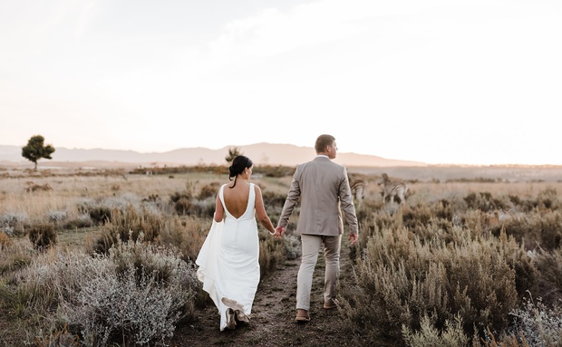 Wedding couple captured by Liezel Volschenk Photography at Cherry Glamping 